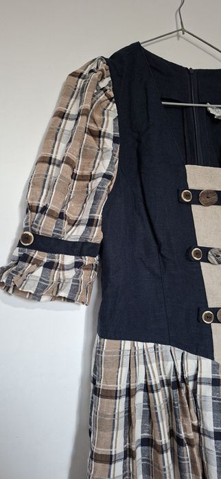 Sukienka z lnu i wiskozy vintage meico l 40 xl 42