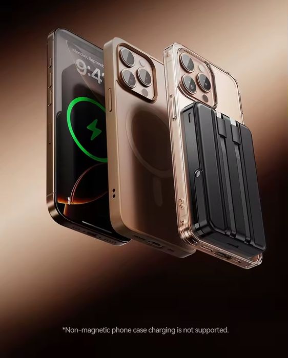 Power Bank ROCOREN 10000 mAh з MagSafe + Вбудовані кабелі + Підставка