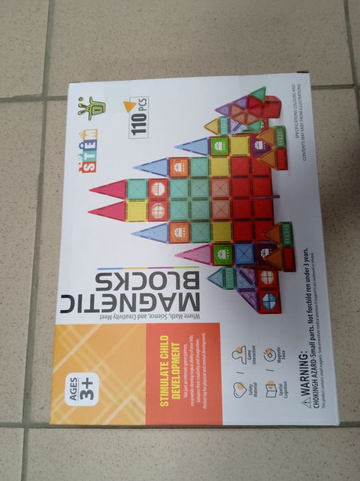Klocki Magnetyczne MAGNETIC BLOCKS 110 Elementów Zamek STEM Edukacyjne 3+