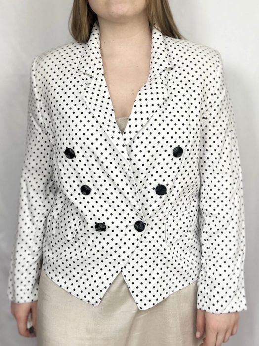 Dwurzędowy vintage żakiet w groszki 70s 80s classic set