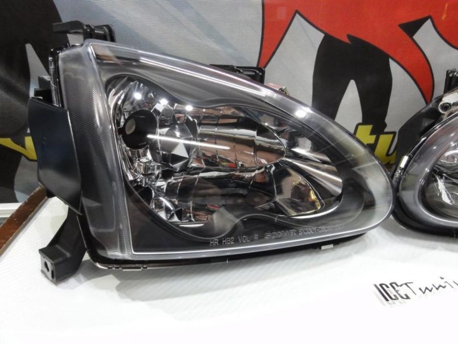 Faróis frontais com lâmpadas HOD 5000k para Honda crx del sol 92-97 Fundo preto JDM look