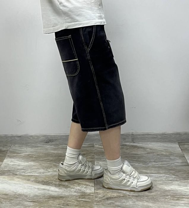 Нові широкі чорні шорти джинсові BAGGY rap jeans shorts sk8 широкие шорты бегги реп jaded ecko southpole