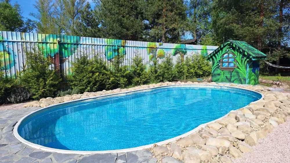 06 Будинок сруб басейн чан баня пляж рибалка на березі Десни Новосілки