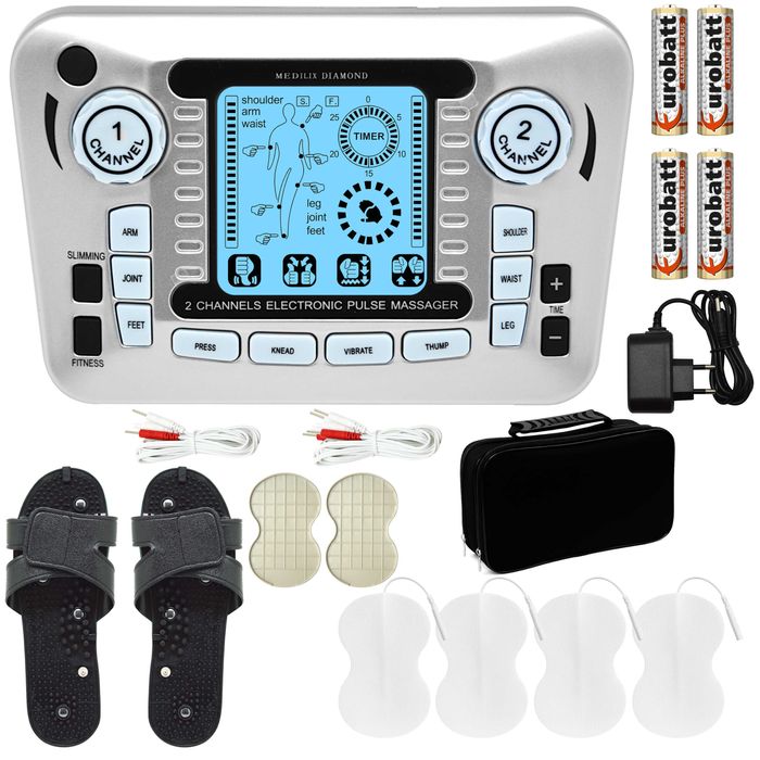 Elektrostymulator mięśni tens ems masaż stymulacja duży zestaw XXL