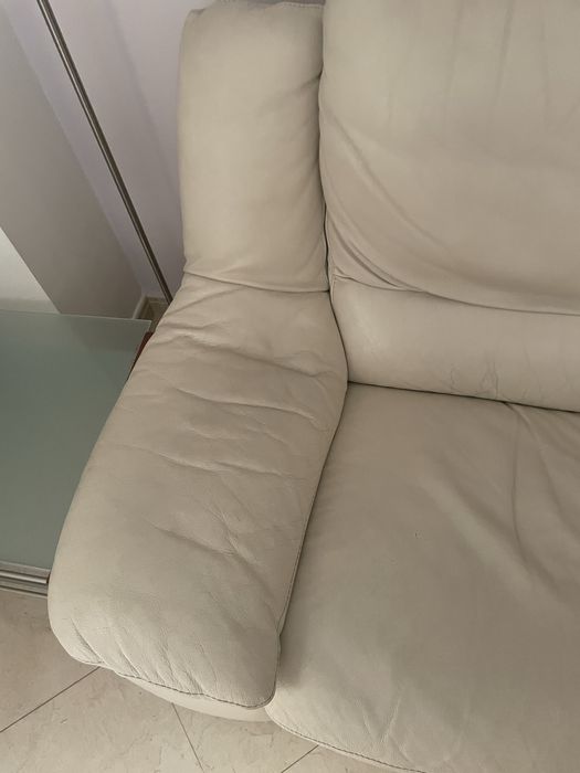 Sofa em pele 4 lugares e chaise longue divani