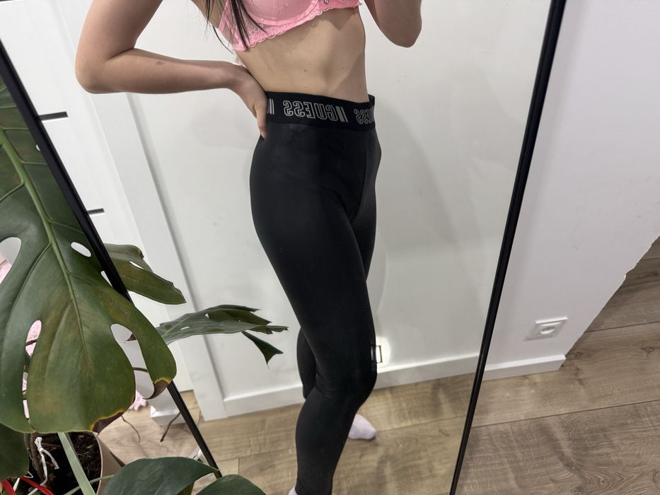 Legginsy czarne eko skóra Guess