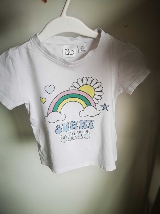 Lily & Dan biały t-shirt Sunny Days 98/104 cm 2-4 lata