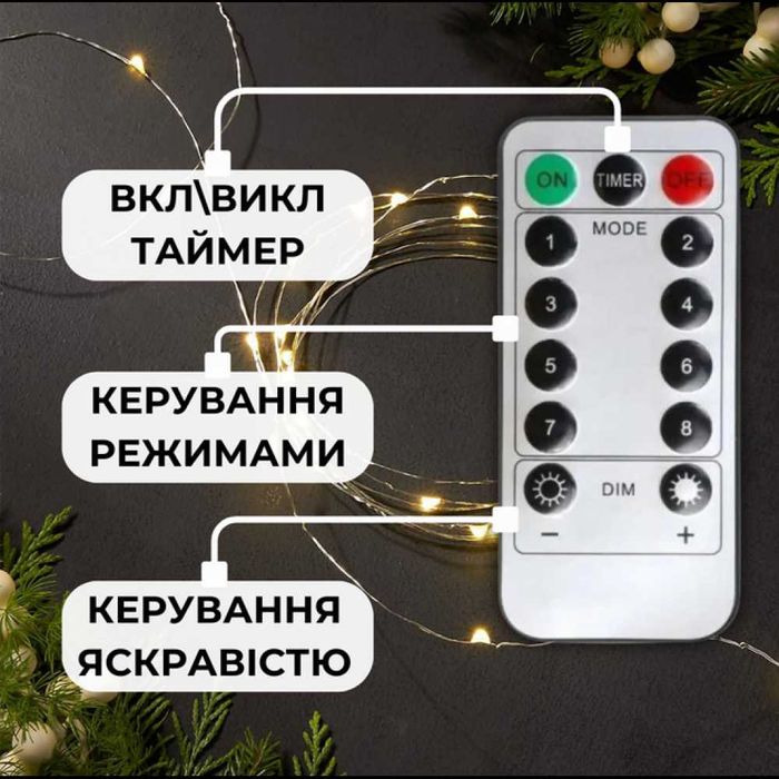 Светодиодная гирлянда "Роса" 120м 1200 Led теплый цвет, 8 режимов 220В