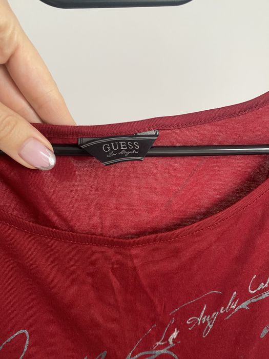 Guess oryginalny T-shirt czerwony oversize z USA nowy