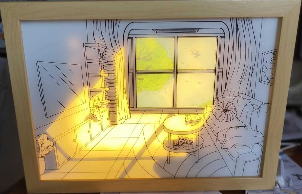 Quadro Decorativo Iluminado com 3 Cores de LED