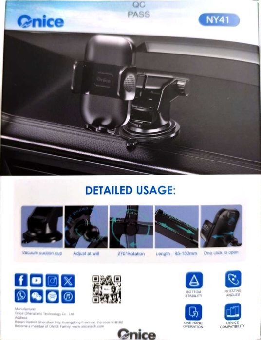 Suporte de Telemóvel para Carro com Ventosa Forte