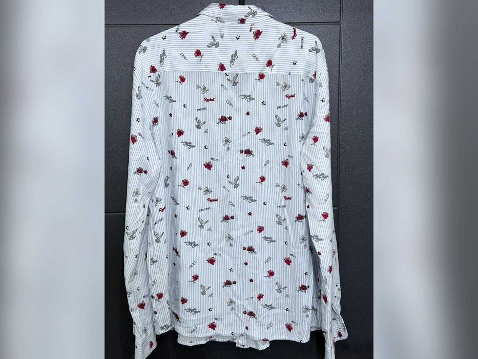 koszula Top Secret biała paski kwiaty na guziki XL 42