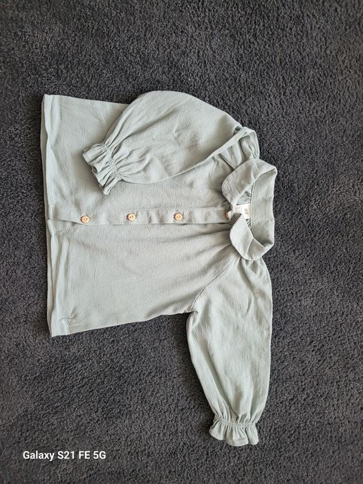 Bluzka koszula z bawełnianej  tkaniny H&M 68cm