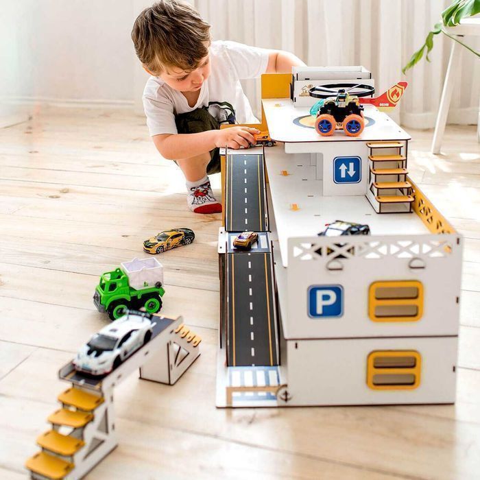 Великий гараж парковка для машинок, детский Паркинг, 3д конструктор