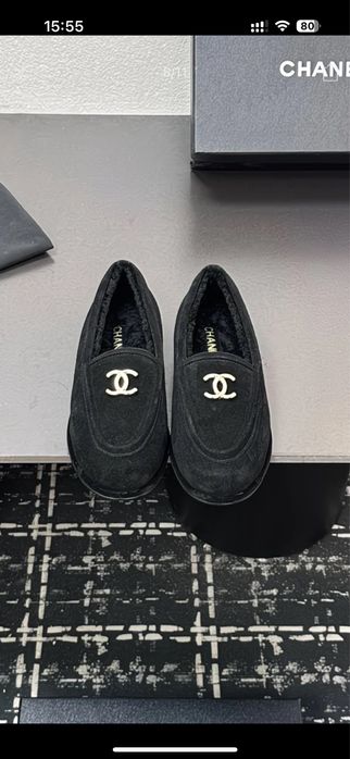 Замшеві тепле туфлі chanel