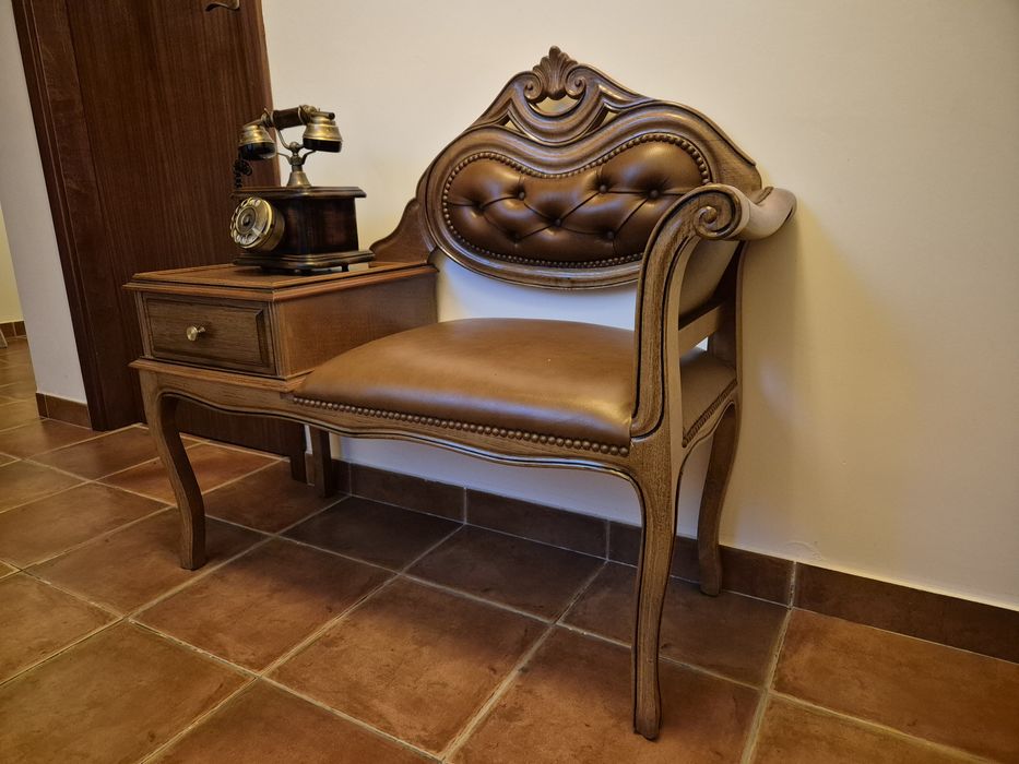 Móvel antigo, cadeira em couro