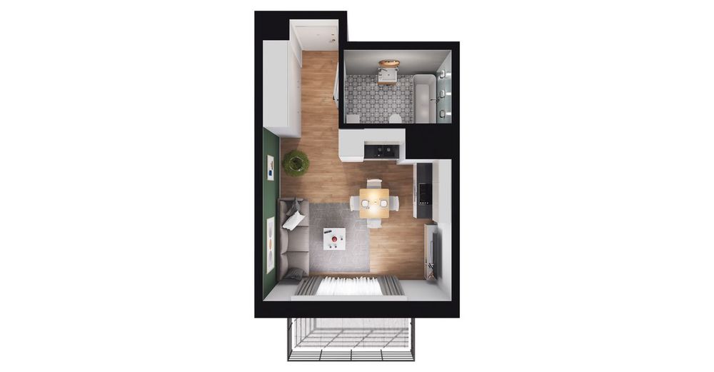 1-pokojowe mieszkanie 26m2 + balkon