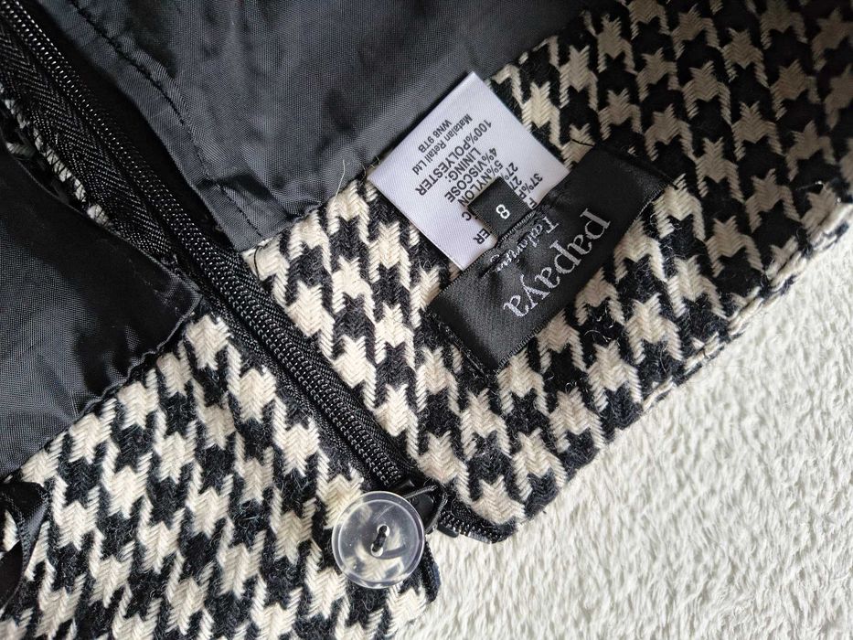 Papaya tailoring spódnica biało-czarna w pepitkę ołówkowa retro