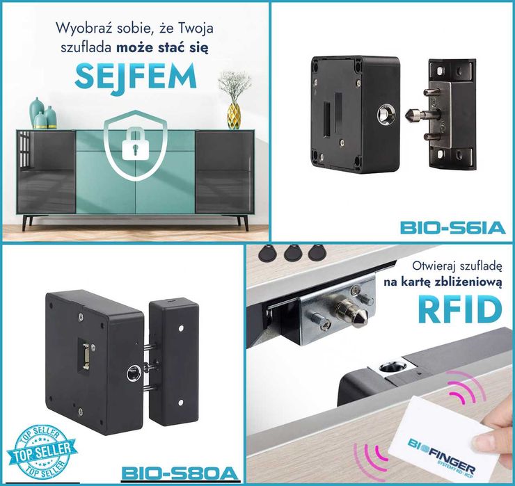 Elektroniczny Niewidoczny Zamek do Szafki na Karty RFID [BIO-S61A]