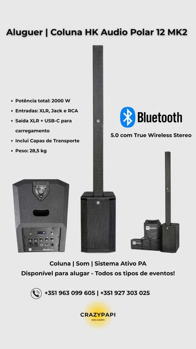 HK Audio Polar 12 MK2 BK (Coluna | Sistema de Som | Sistema Ativo PA)