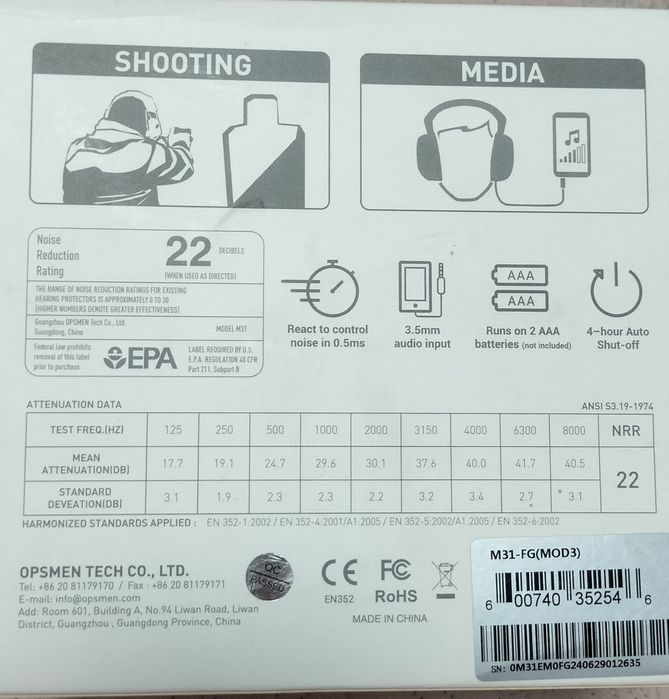 Активні навушники Earmor  M31 MOD3