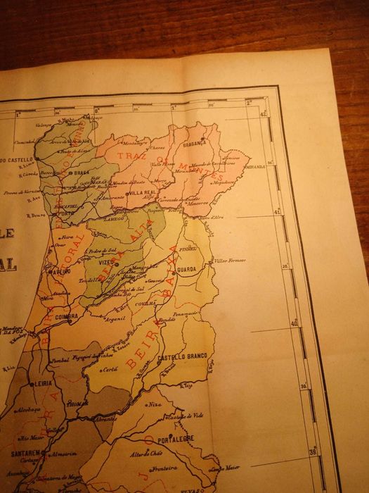 Mapa Portugal, Carte Regionale Du Portugal 1900