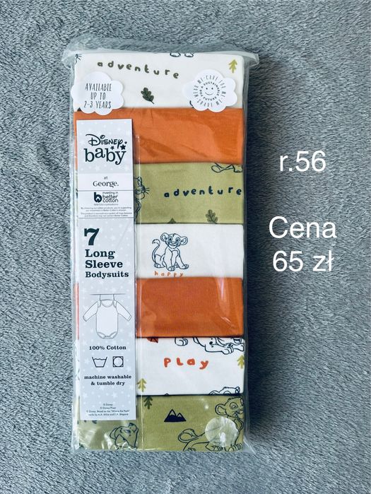 Body długi rękaw 7-pak, rozm 56 George x Disney