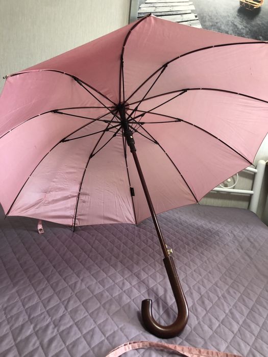 Прочный розовый большой перламутровый зонт трость парасолька