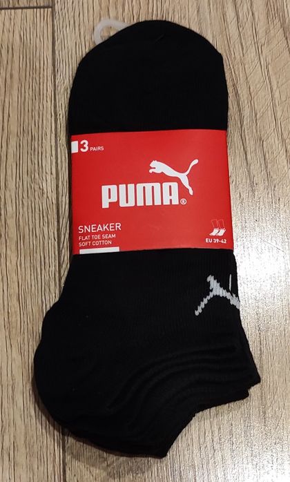 Skarpetki męskie Puma sneaker 3 pary czarne 39-42 nowe