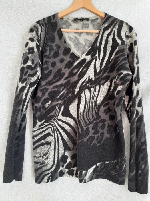 Sweter damski merino i kaszmir w panterkę