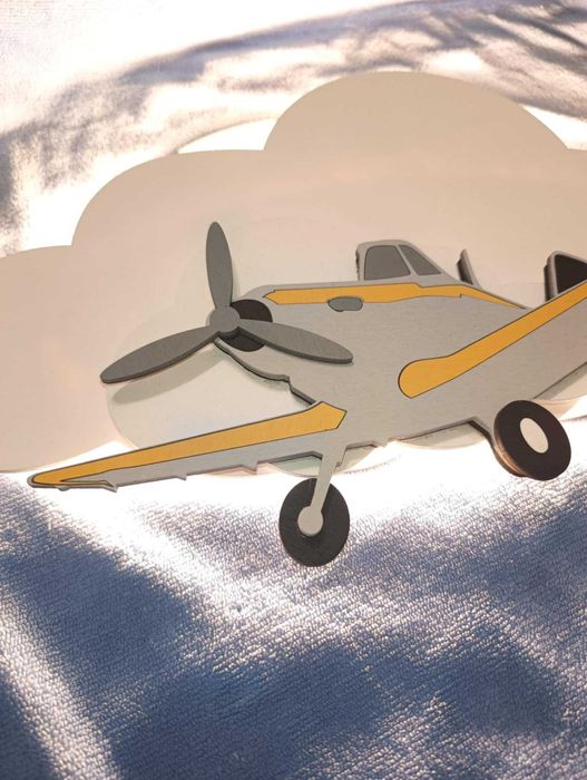 lampka nocna SAMOLOT W CHMURACH led drewniana