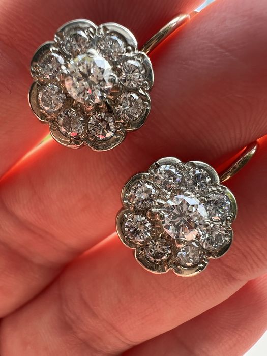 Серьги Малинка 583пр,с якутскими бриллиантами