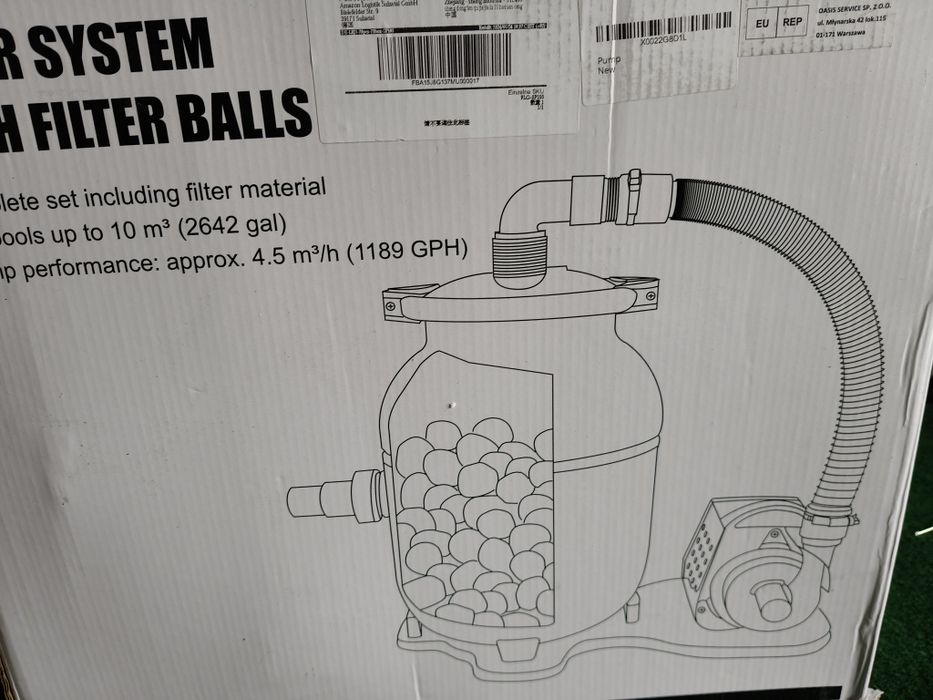 Nowa pompa basenowa w zestawie z kulkami filtrującymi