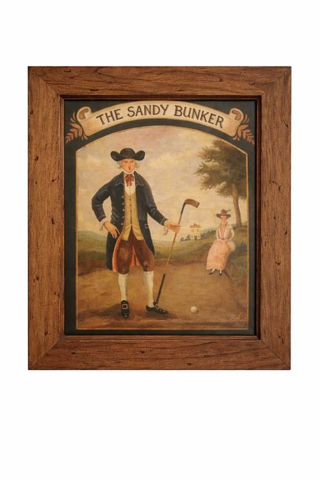 Conjunto de 2 Quadros Vintage – Temática Golfe – Moldura em Madeira