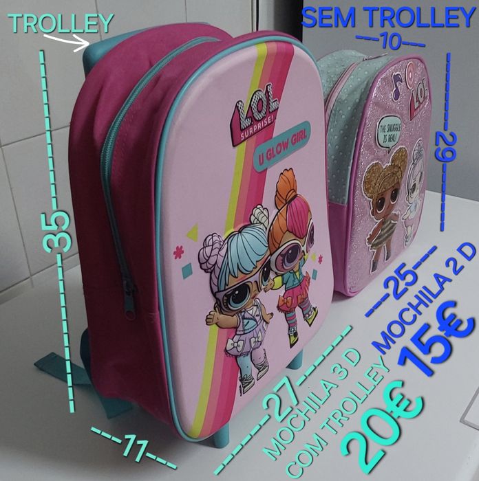 2 MOCHILAS IMAGEM 3D E 2D CRIANÇA.Casa,Escola,Viagens,Passeio.Quarto.
