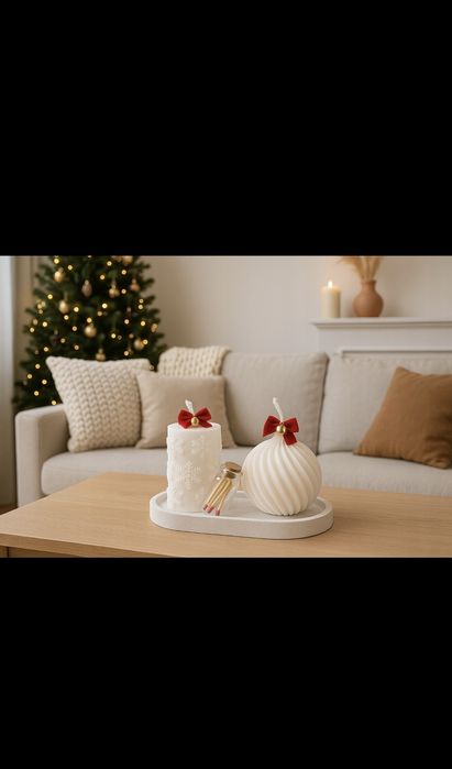 Zestaw świec+gipsowa podstawka,świece dekoracyjne, ręcznie robione,pre