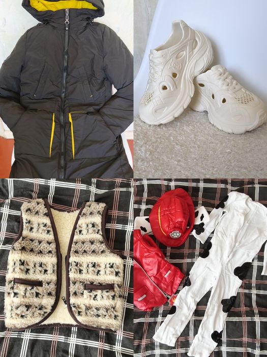 Куртка,кросівки,жилетка,костюм.