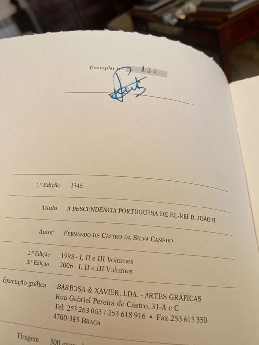 MUITO RARO A Descendência portuguesa de El Rei D. Joao II - esgotado no mercado