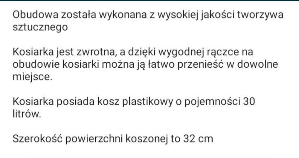 Kosiarka elektryczna nac nowa