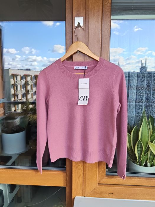 Sweter kaszmirowy Zara kaszmir 36 S różowy