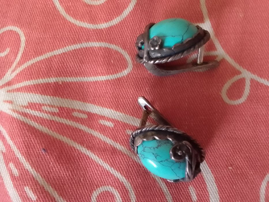 Сережки серебро 925 проба, ретро. Бирюза. Читайте объявление