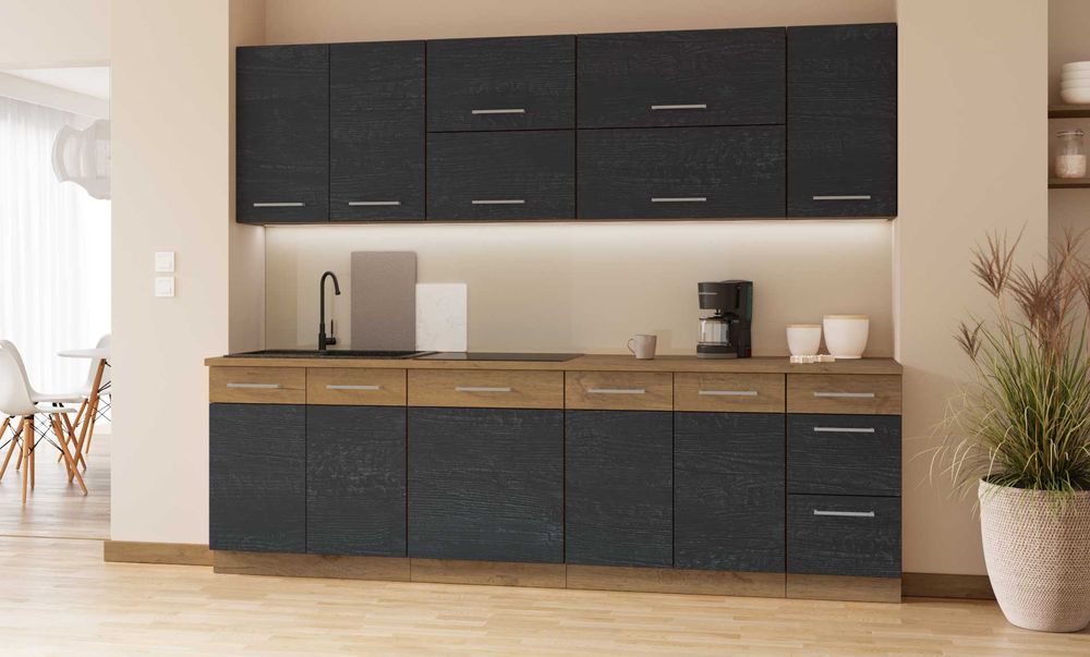 Nowe nowoczesne Meble kuchenne Kuchnia wymiar VIVA BIAŁY/SZARY/DARK