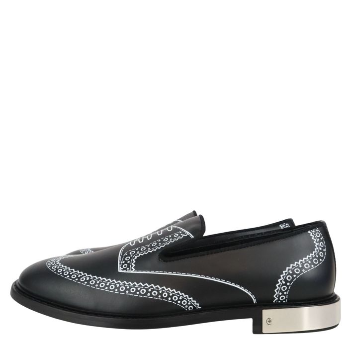 Moschino Męskie Buty Wsuwane Rozmiar 40 Czarno-Biała Skóra BU1540