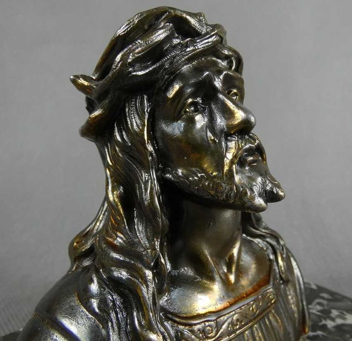 Figura popiersie JEZUS cierniem ukoronowany marmur metal
