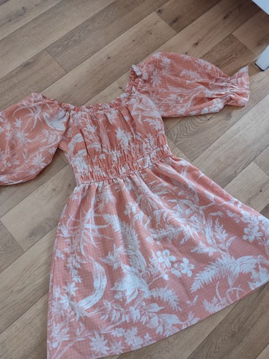 Sukienka letnia plażowa h&M palmy 36 s hiszpanka