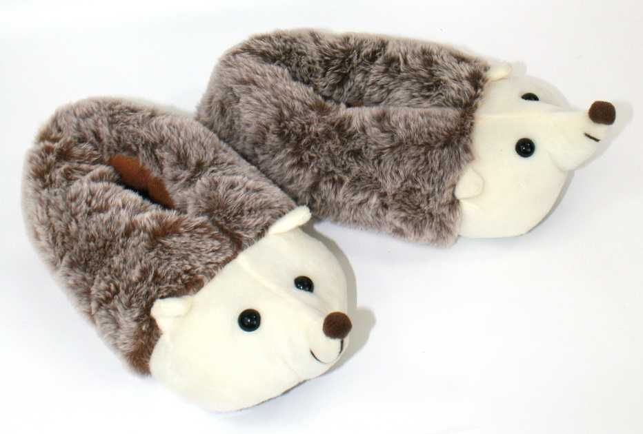 Kapcie pluszowe ciepłe zwierzaki JEŻE jeż na prezent dla dziecka 33