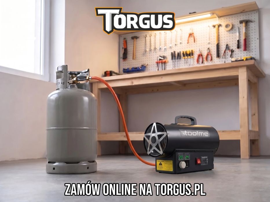 NOWA Nagrzewnica Gazowa Toolme TM182 25kW z Termostatem LCD Dmuchawa Grzejnik na Gaz Propan Butan Wąż Reduktor Budowa Garaż Warsztat FAKTURA!