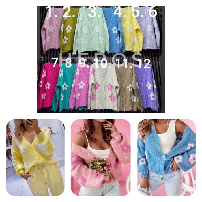 Sweter rozpinany w kwiaty,over