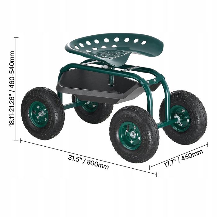VEVOR krzesło ogrodowe na kółkach mobilne regulowane 300KG czerwone