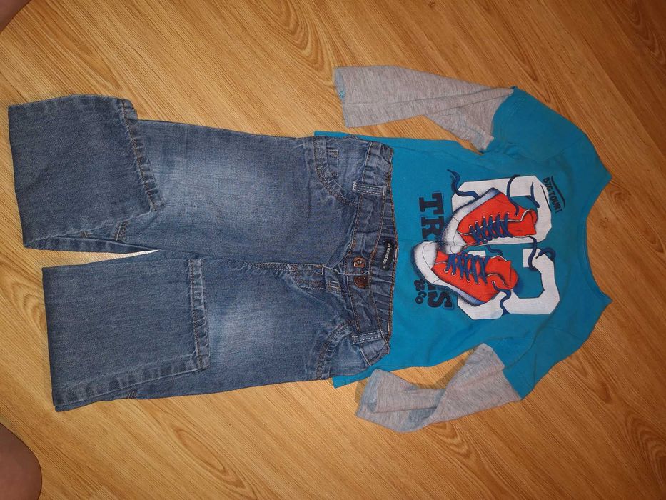 Zestaw spodnie i bluzka z długim rękawem dla chłopca 98